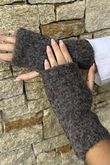 Boucle Fingerless Gloves Chocolate Melange